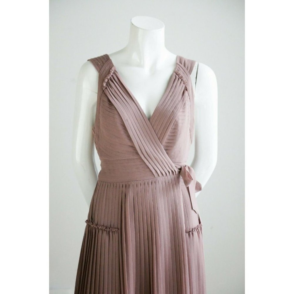 Burberry Mauve Pleated Midi Wrap Dress - Picture 2 of 12